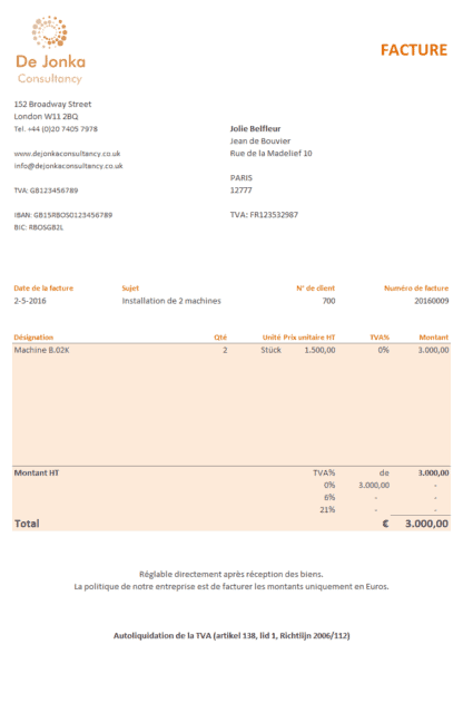 factuurfransvoorbeeld  Boekhouden in Excel