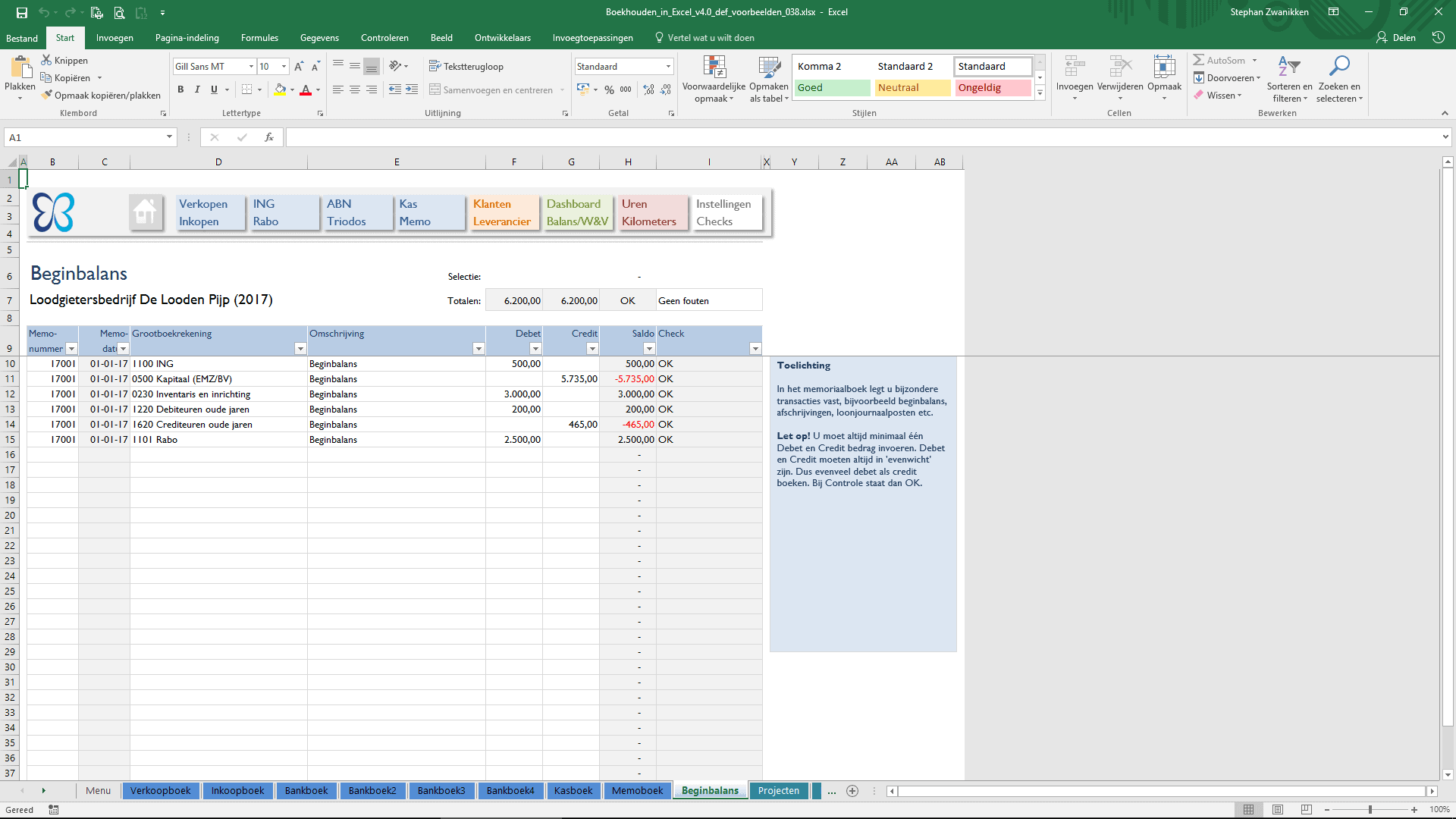 Beginbalans  Boekhouden in Excel