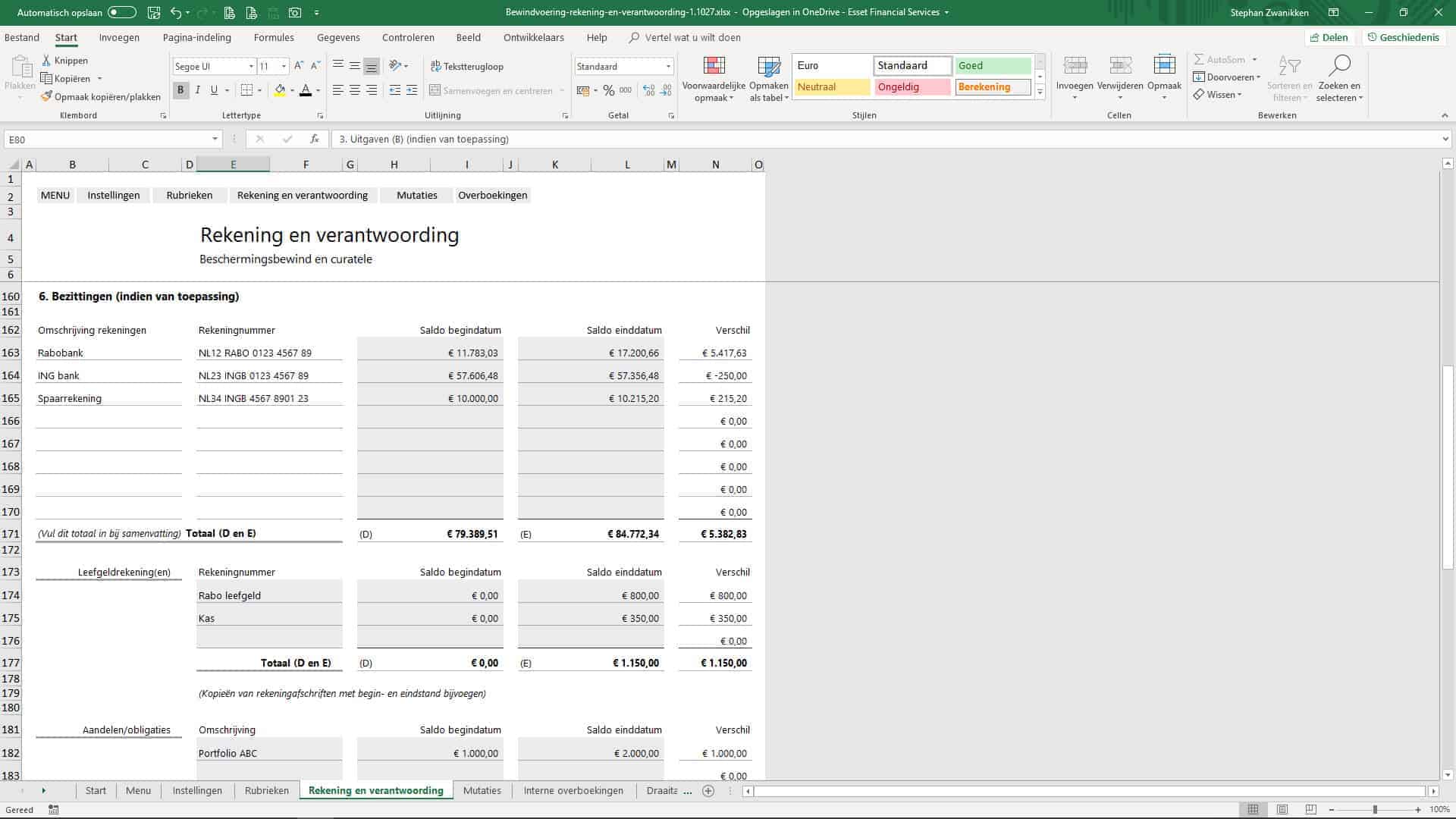 Bewindvoering in Excel - Boekhouden in Excel