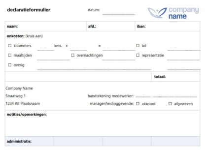 Declaratieformulier in Excel & PDF 5 ontwerpen pas simpel aan