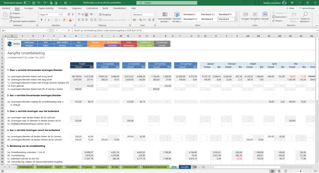 BTW  Boekhouden in Excel