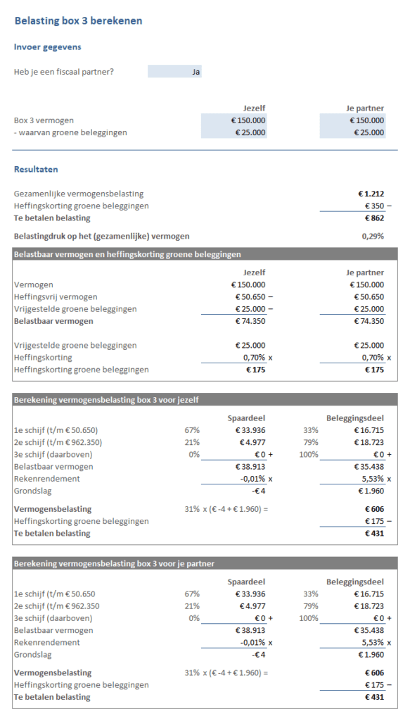 Belasting box 3 berekenen hoeveel vermogensbelasting betaal je?