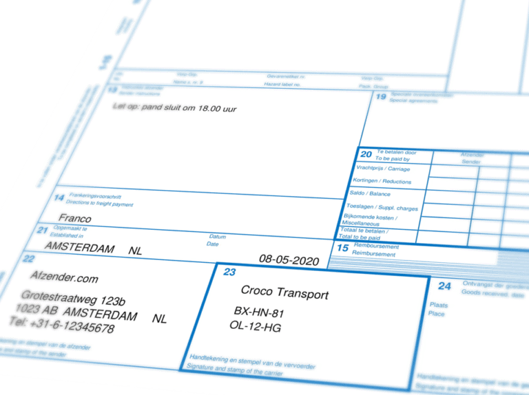 CMR vrachtbrief in Excel altijd vrachtbrieven op voorraad