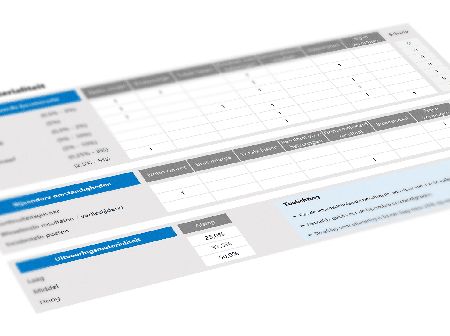 Rekentool Materialiteit - Boekhouden in Excel