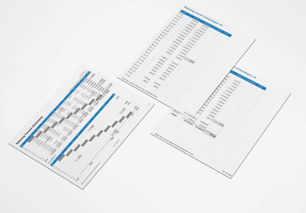 Rekening courant afstemming tussen bv's - simpel in Excel
