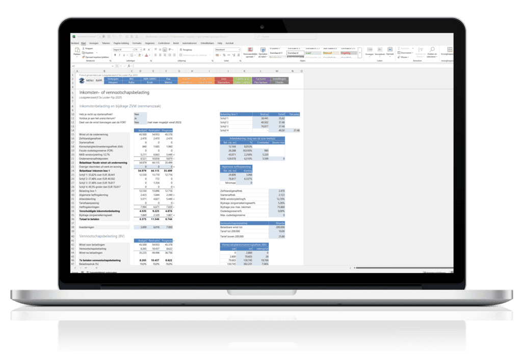 Aftrekposten voor ondernemers berekenen met Boekhouden in Excel