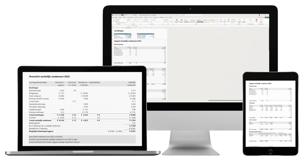 Werkelijk rendement berekenen in Excel