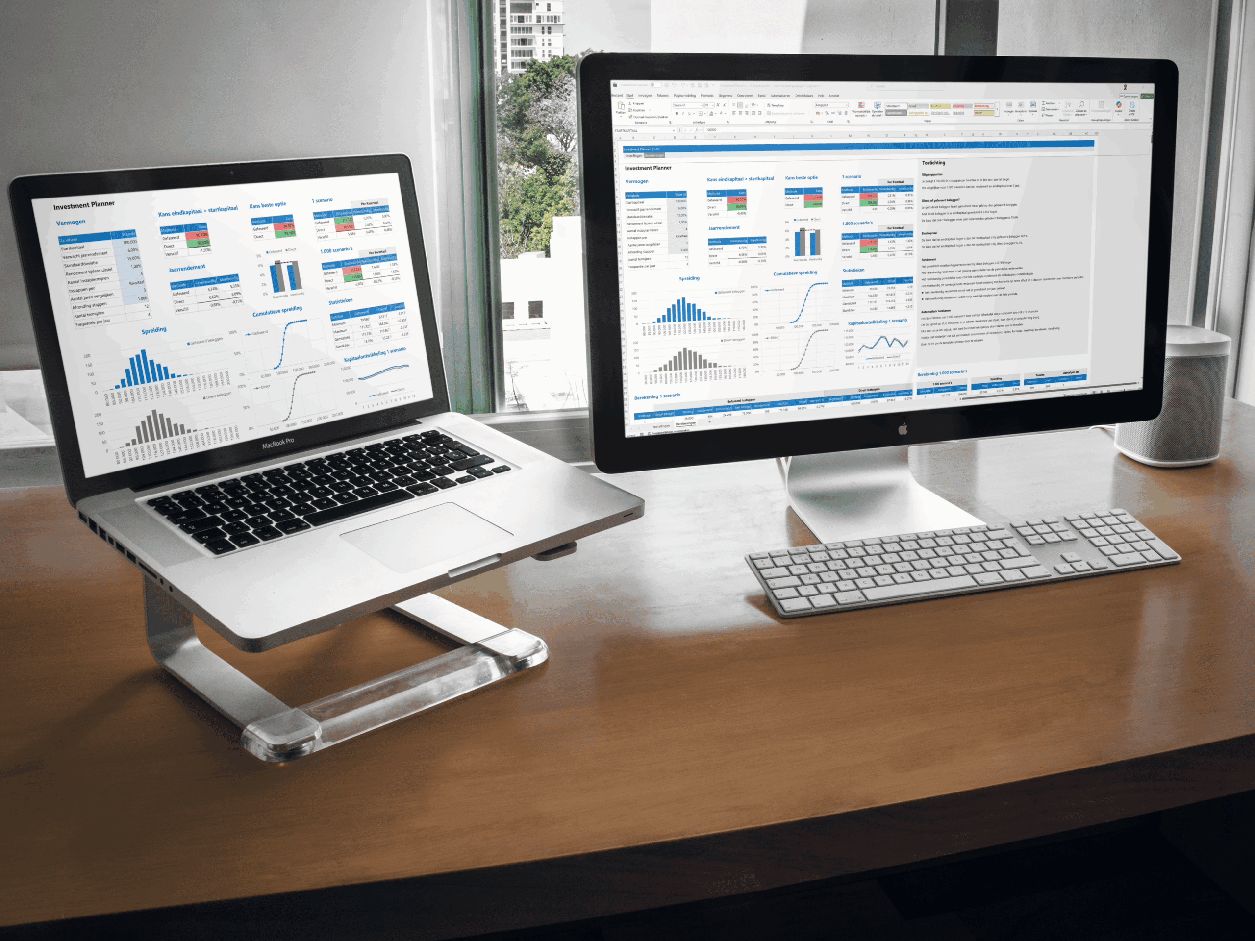Investment Planner in Excel - Vergelijk gefaseerd en direct beleggen met 1.000 scenario’s