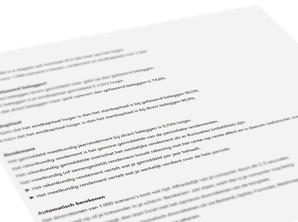 Investment Planner - rapportage toelichting