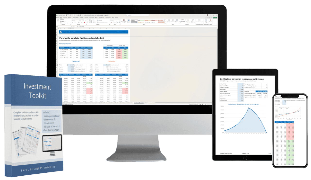 Investment Toolkit - Complete Excel-toolkit voor financiële berekeningen, vermogensplanning en beleggingsanalyse