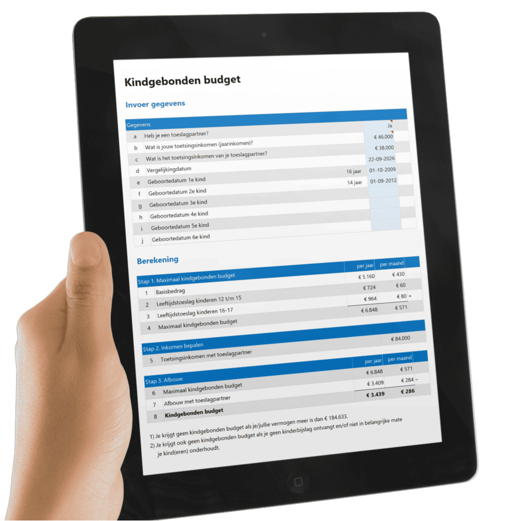 Kindgebonden budget berekenen in Excel